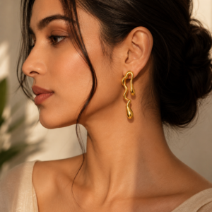 SIRA 22K Gold-Plated Sculptural Flow Earrings