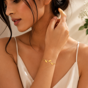 ELA Wrist Couture Bracelet – 22K Gold Plated Vine Leaf Cuff