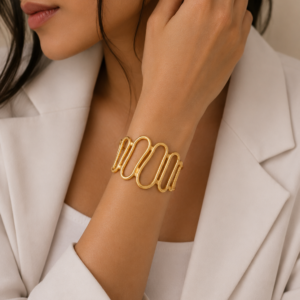 ZIYA Sculpted Wave Cuff – 22K Gold Plated Open Bracelet