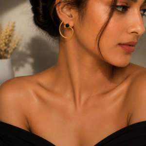 Noir Halo Earrings | 22K Gold-Plated Open Hoop Earrings